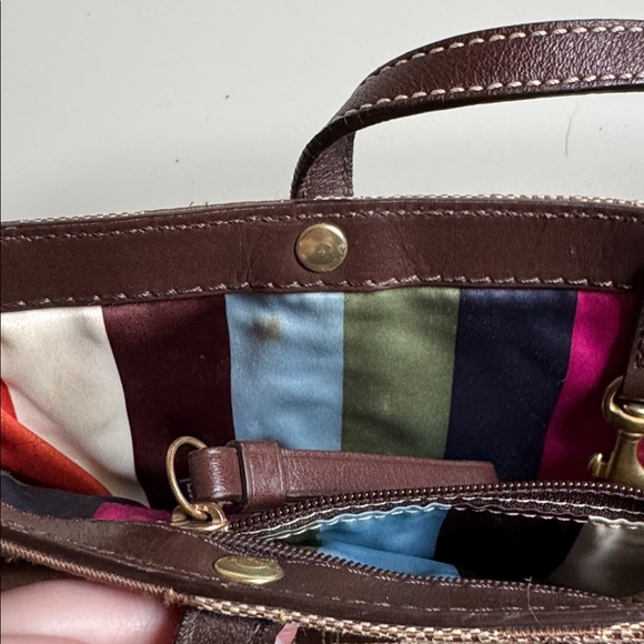 Coach Signature Brown Stripe Handbag Legacy - Picture 6 of 6